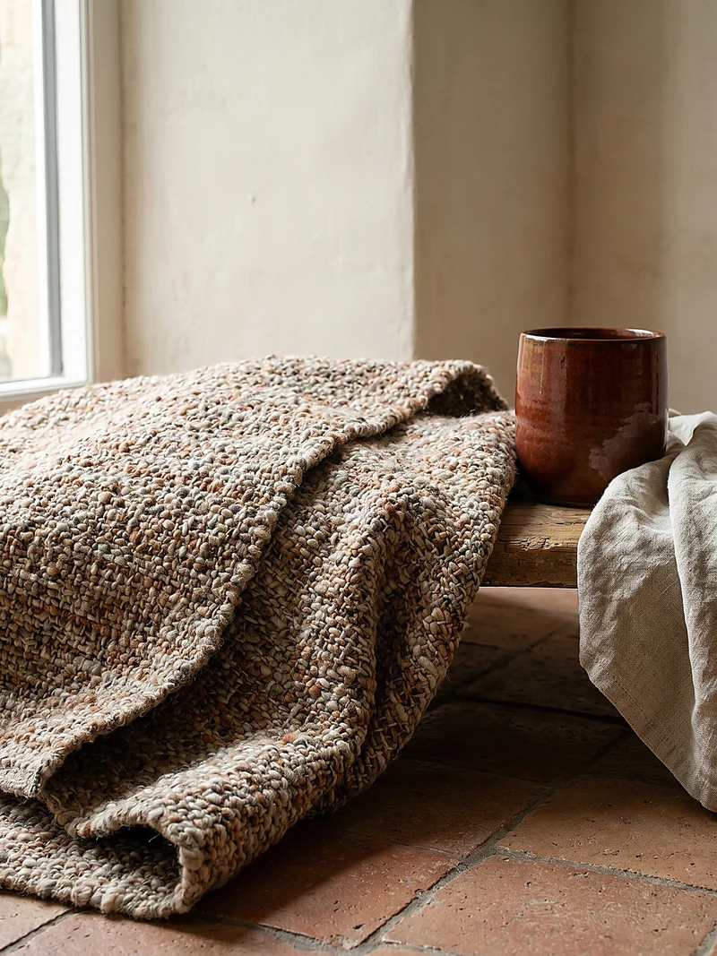 Wollteppich Tweed-Heather Bouclé · 100 % Schurwolle · Handgewebt · Multi-Tonal