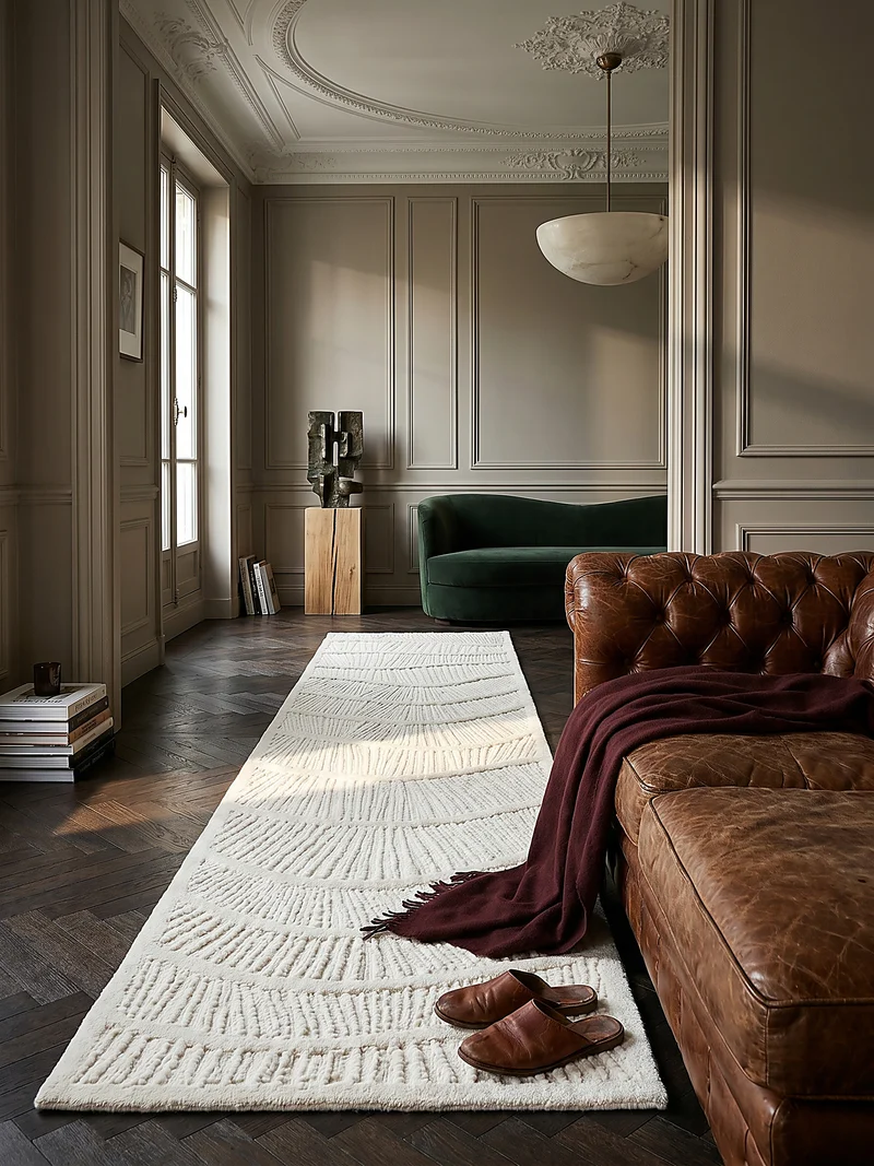 Wollteppich Wellenrelief · 80 % Wollanteil · 14 mm Mittelflor