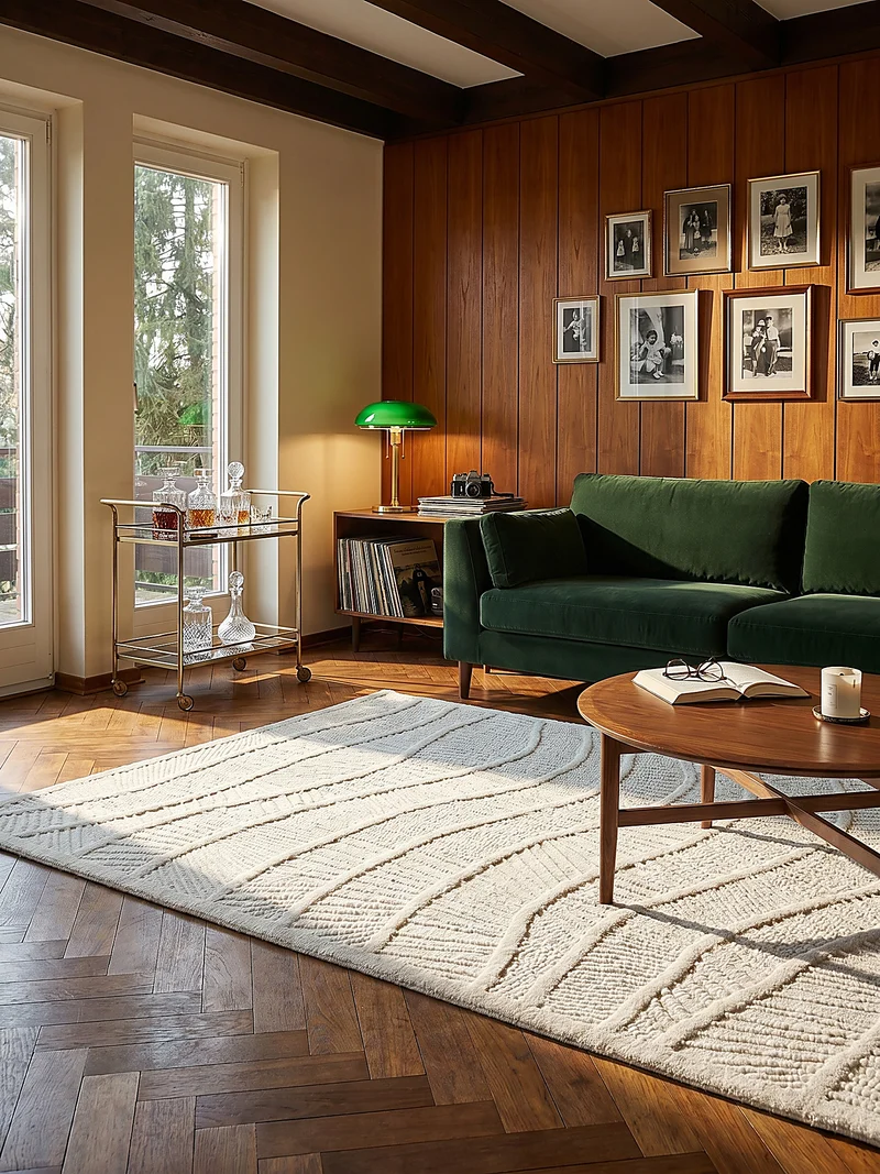 Wollteppich Wellenrelief · 80 % Wollanteil · 14 mm Mittelflor
