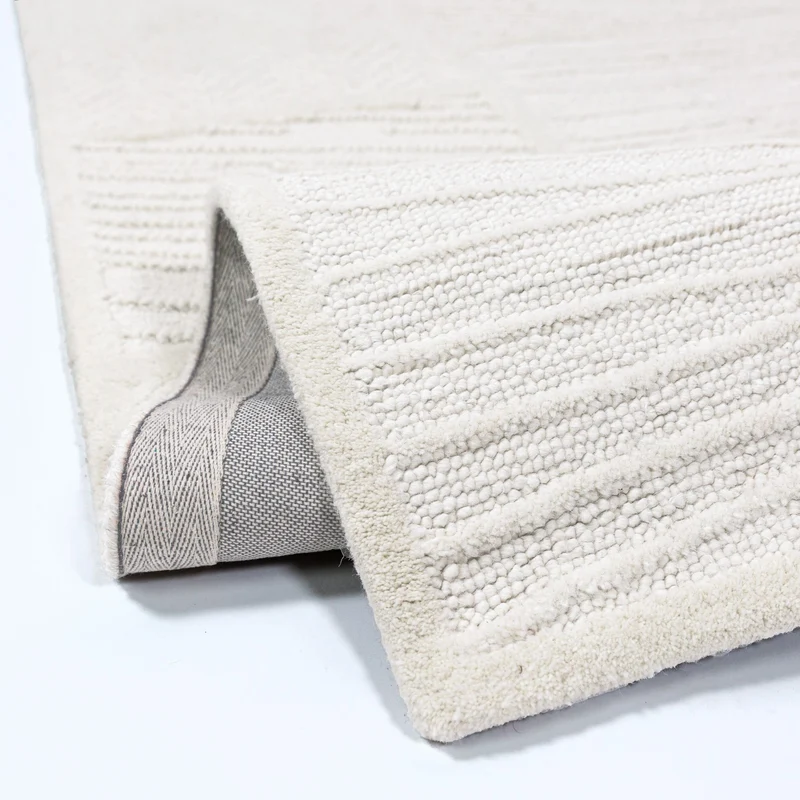 Strukturteppich Blockrelief · 67 % Wollanteil · 14 mm Mittelflor