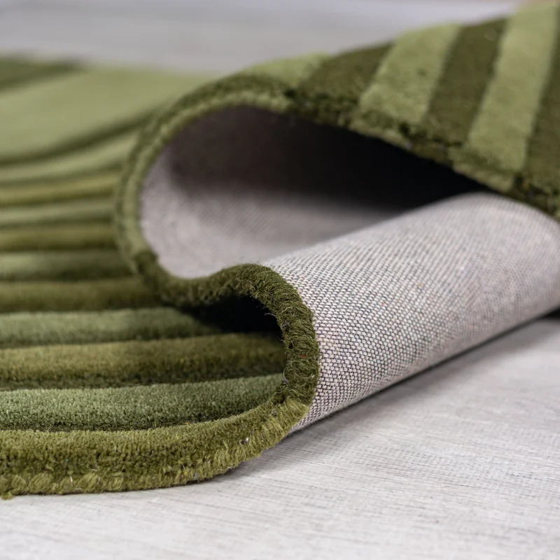 Teppich handgetuftet aus Wolle mit geometrischem S-förmigem Design und Hoch-Niedrig Flor