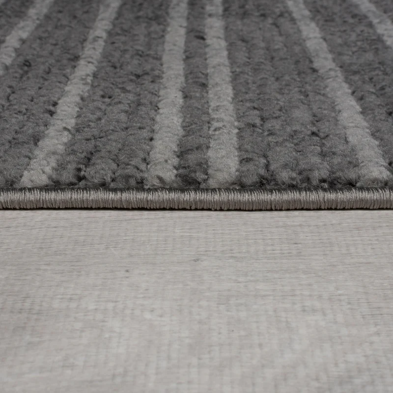 Teppich Modern Gestreift, Kurzflor mit Boho-Quasten