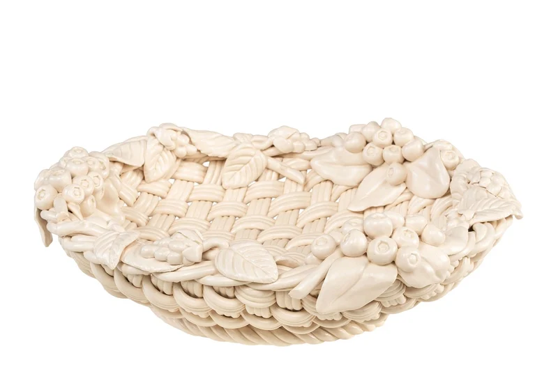 Casa Padrino Luxus Schale Cremeweiß Ø 32 x H. 10 cm - Runde Deko Schale aus hochwertiger Keramik - Luxus Deko Accessoires