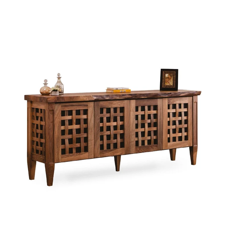 Lizbon Console – Solid Wood Sideboard with Woven Geometric Detailing