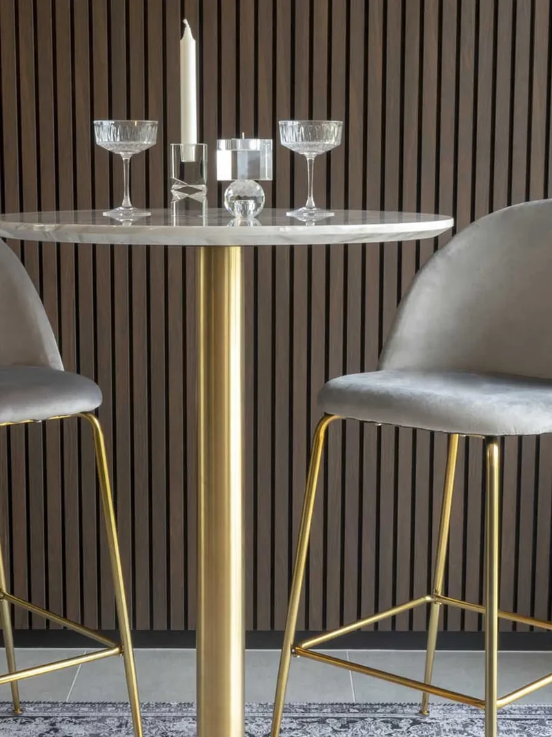 Bolzano Bartisch Marmor-Optik, Gestell in Messing-Optik