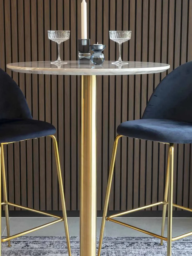 Bolzano Bartisch Marmor-Optik, Gestell in Messing-Optik