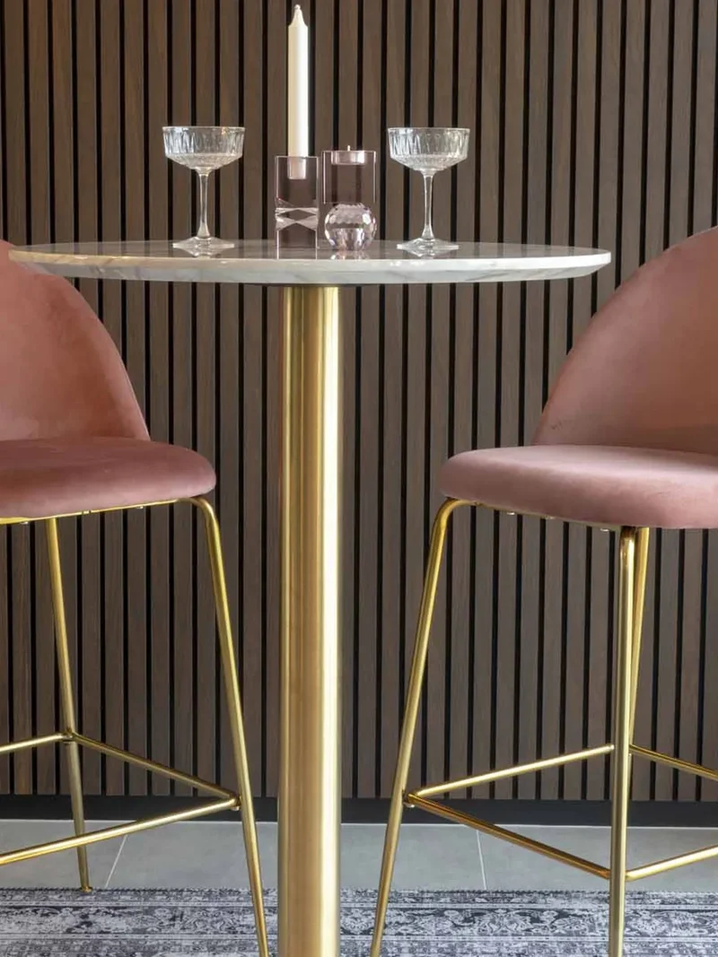 Bolzano Bartisch Marmor-Optik, Gestell in Messing-Optik