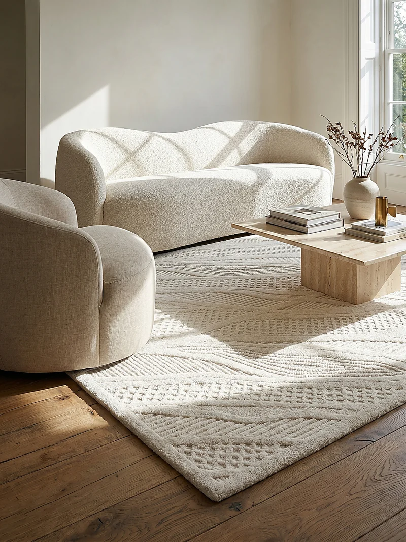 Wollteppich Abstract-Relief · 91 % Wolle · 14 mm Mittelflor