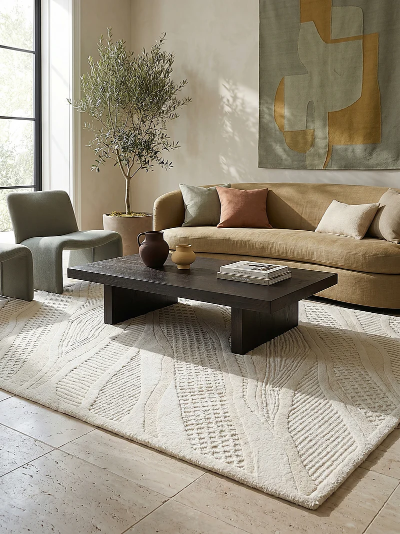 Wollteppich Abstract-Relief · 91 % Wolle · 14 mm Mittelflor