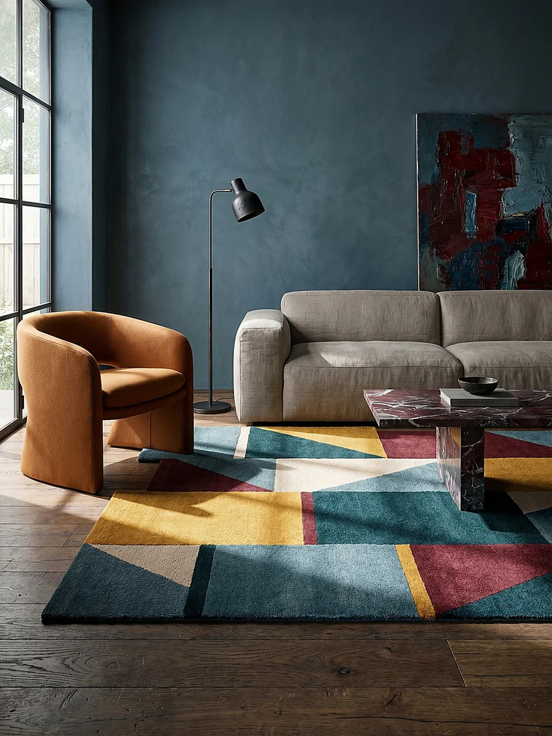 Wollteppich Retroform handgetuftet · 100 % Wolle · 10 mm