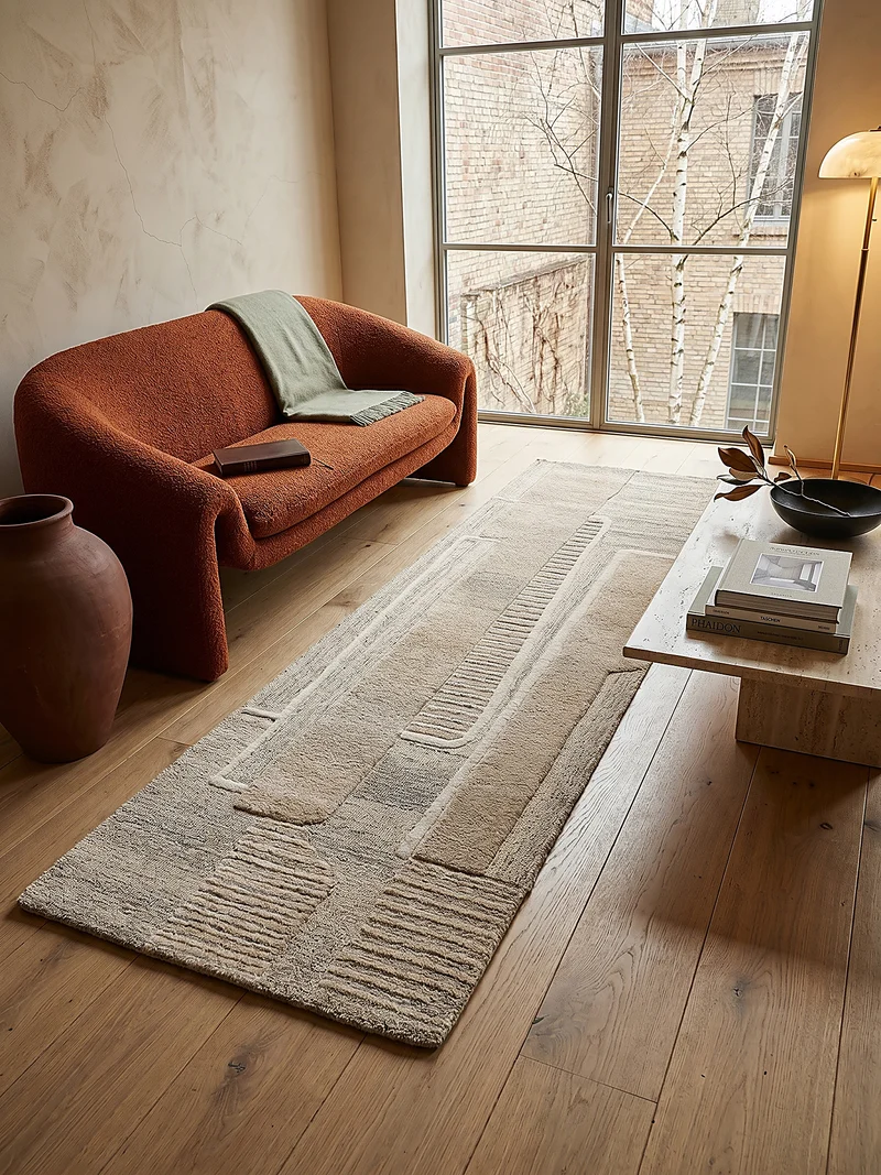 Wollteppich Hoch-Tief-Relief · 100 % Wolle · 6 mm Kurzflor