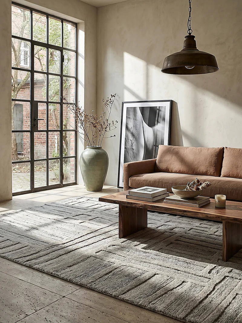 Wollteppich Abstrakt-Muster · 100 % Wolle · 6 mm Kurzflor