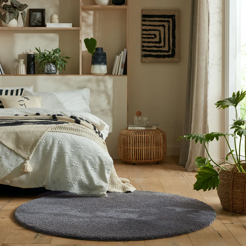 Hochflor Teppich waschbar Flauschig Unifarben, Wohnzimmer