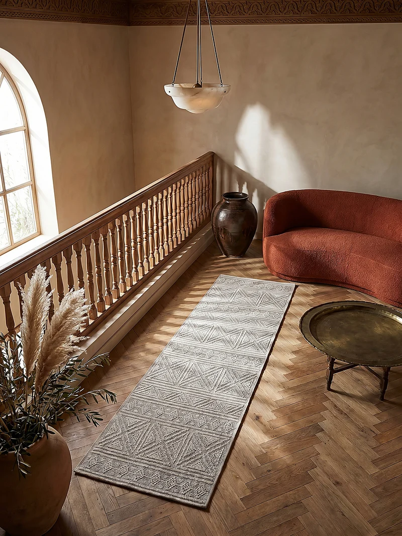 Waschbarer Teppich Ethno Geometrisch, Wohnzimmer schmutzabweisend