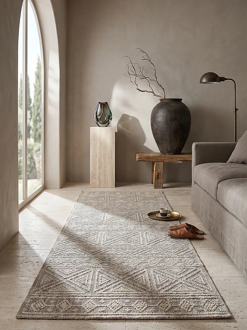 Waschbarer Teppich Ethno Geometrisch, Wohnzimmer schmutzabweisend