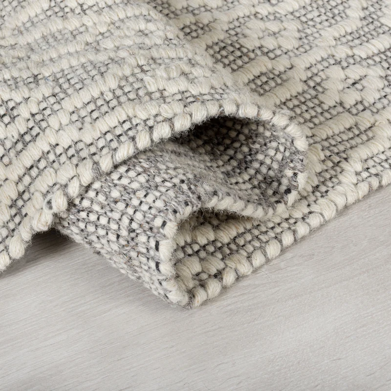 Teppich Wolle Kurzflor Diamant Muster, Wohnzimmer