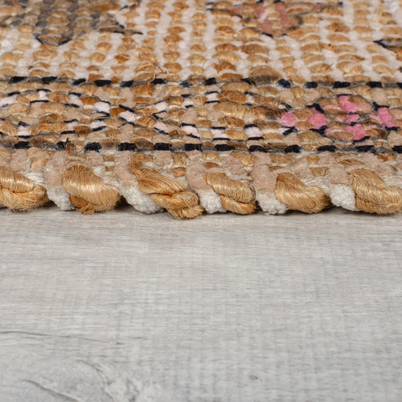 Flachgewebe Teppich mit floralem Oriental-Muster, Strapazierfähige Jute-Chenille-Mischung