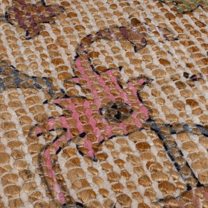 Flachgewebe Teppich mit floralem Oriental-Muster, Strapazierfähige Jute-Chenille-Mischung