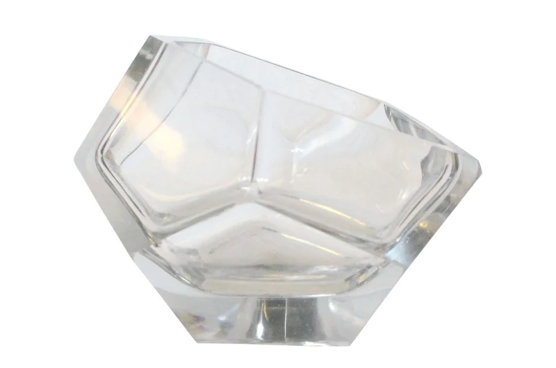 Casa Padrino Luxus Schale Ø 14,5 x H. 11,5 cm - Deko Schale aus massivem Klarglas mit facettiertem Diamant-Schliff - Luxus Deko Accessoires