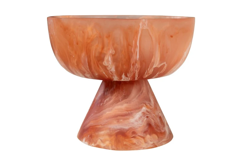 Casa Padrino Luxus Schale Beige / Weinrot Ø 16 x H. 13,5 cm - Kleine Deko Schale aus transluzentem Kunstharz in Rubinrot und Creme - Luxus Deko Accessoires