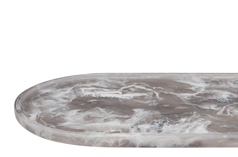 Casa Padrino Luxus Tablett Schwarz 50 x 25 x H. 1,7 cm - Rechteckiges Deko Tablett aus Kunstharz mit transparent schwarzer Wirbeloptik - Luxus Deko Accessoires