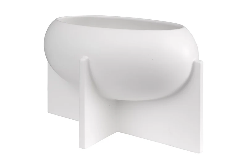 Casa Padrino Luxus Schale Antikweiß 30 x 17,5 x H. 18 cm - Deko Schale aus Steingut der OVO Serie mit Old White Glasur - Luxus Deko Accessoires