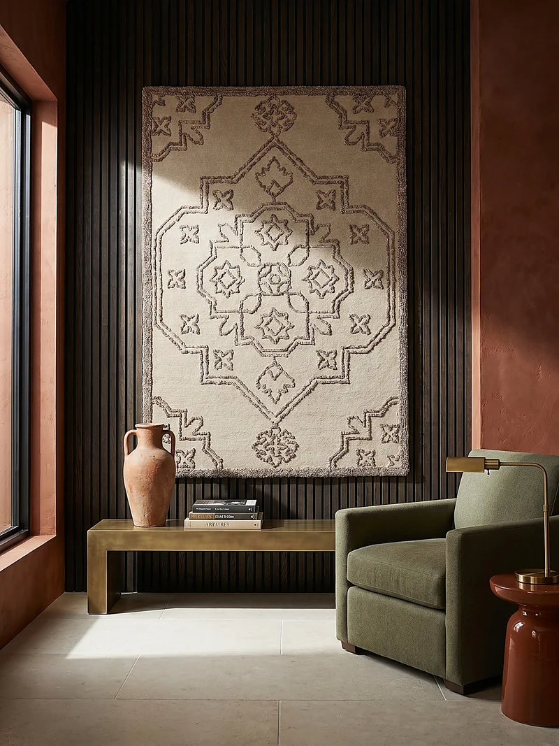 Wollteppich Vintage Medaillon · 88-92 % Wolle handgetuftet · 12 mm Kurzflor