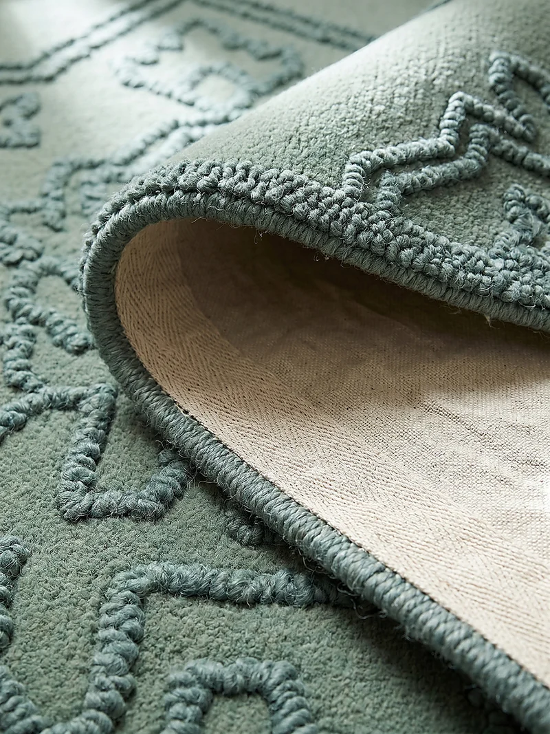 Wollteppich Vintage Medaillon · 88-92 % Wolle handgetuftet · 12 mm Kurzflor