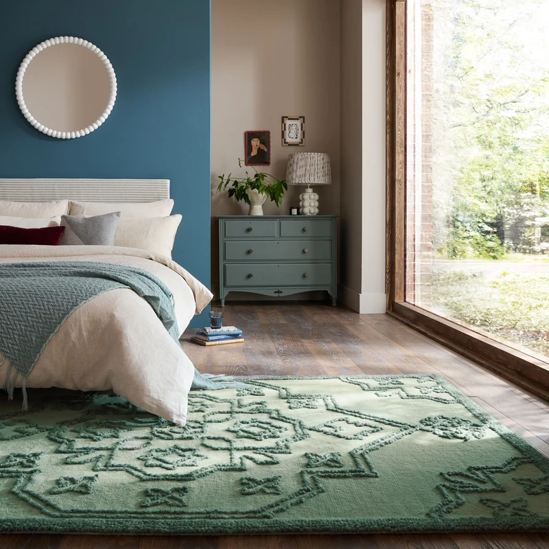 Wollteppich Vintage Medaillon · 88-92 % Wolle handgetuftet · 12 mm Kurzflor