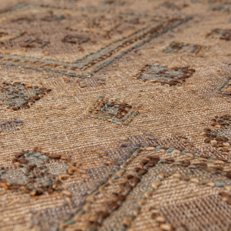 Jute-Teppich Vintage handgewebt · Naturfaser-Mix · Punja-Webstuhl · Flachgewebe Boho