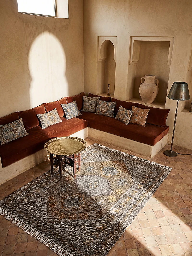 Flachgewebe-Naturfaserteppich Vintage · Jute & Wolle · handgewebt