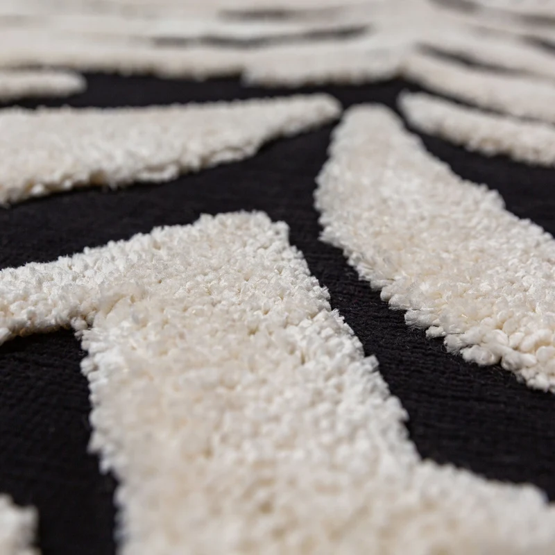 Hochflor-Teppich Zebra-Motiv · 3D Hoch-Tief · 20 mm · Schwarz-Weiß