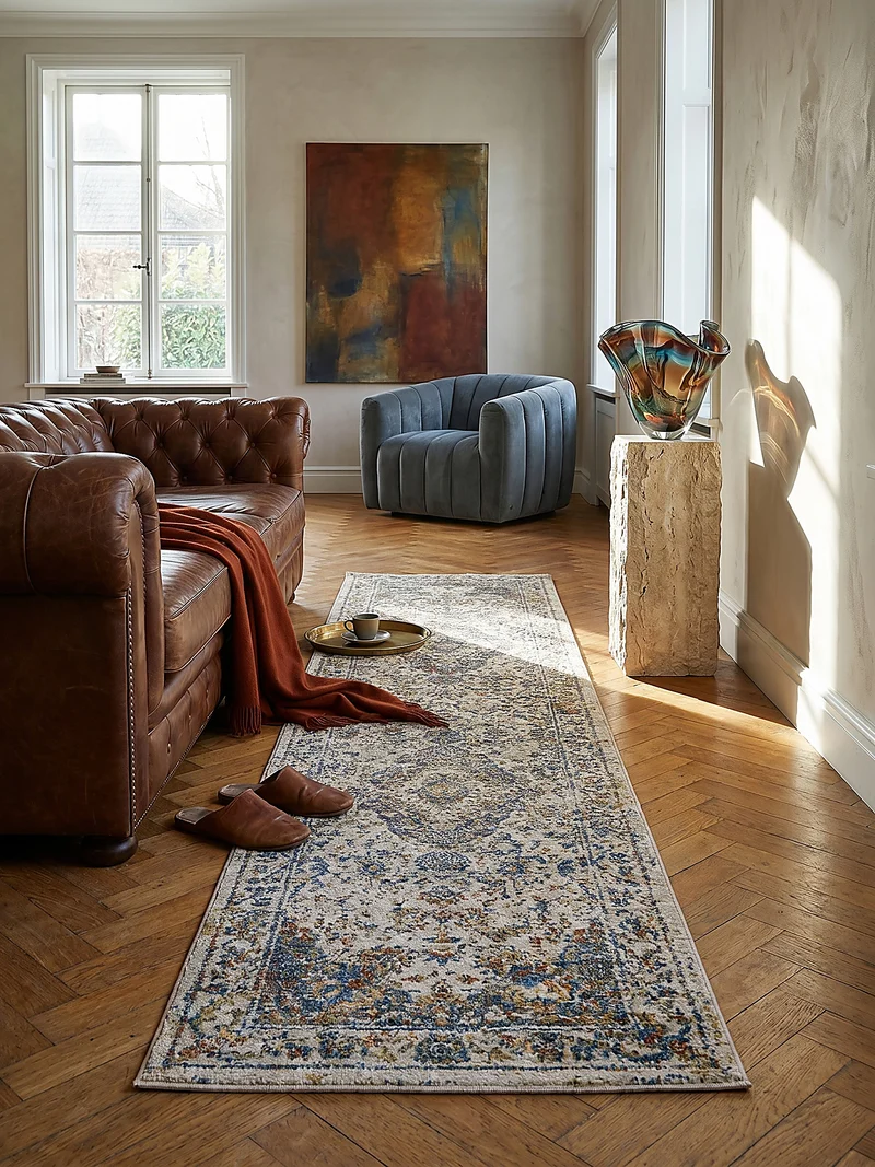 Orientteppich Vintage Medallion-Muster, Wohnzimmer