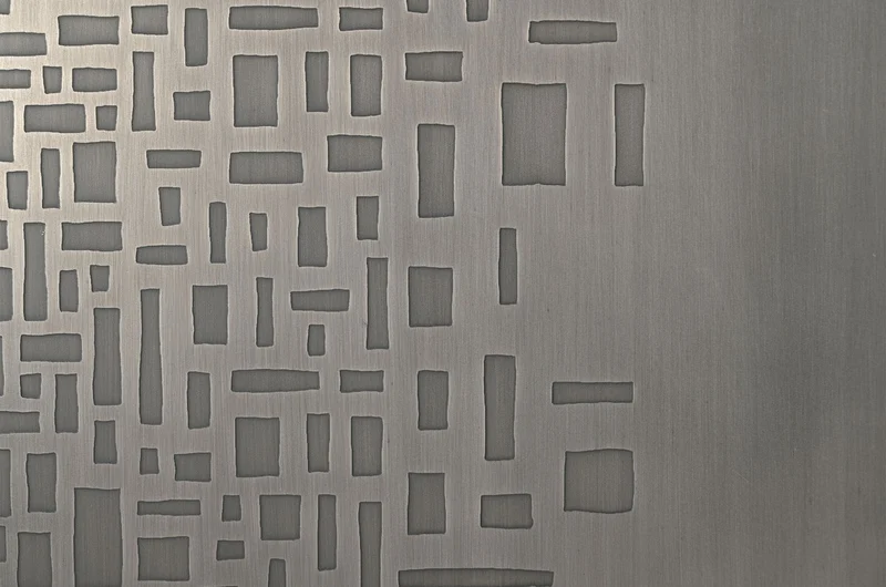 Casa Padrino Luxus Wanddekoration Silber 103,5 x 12,5 x H. 101,5 cm - Zweiteiliges Wandrelief Edge aus Stahl mit geätztem Antik-Nickel Finish - Luxus Deko Accessoires