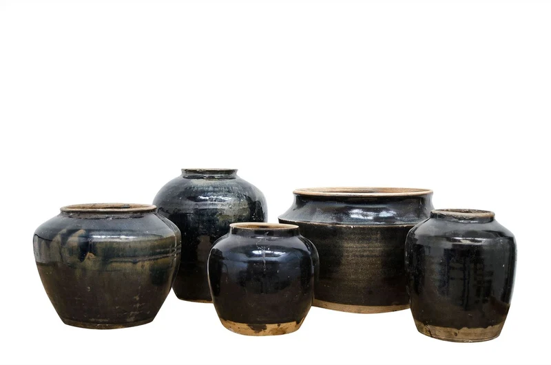 Casa Padrino Luxus Vase Ø 15-25 x H. 15-21 cm - Kleine Keramik Vase im Antik-Look, verschiedene Formen - Luxus Deko Accessoires