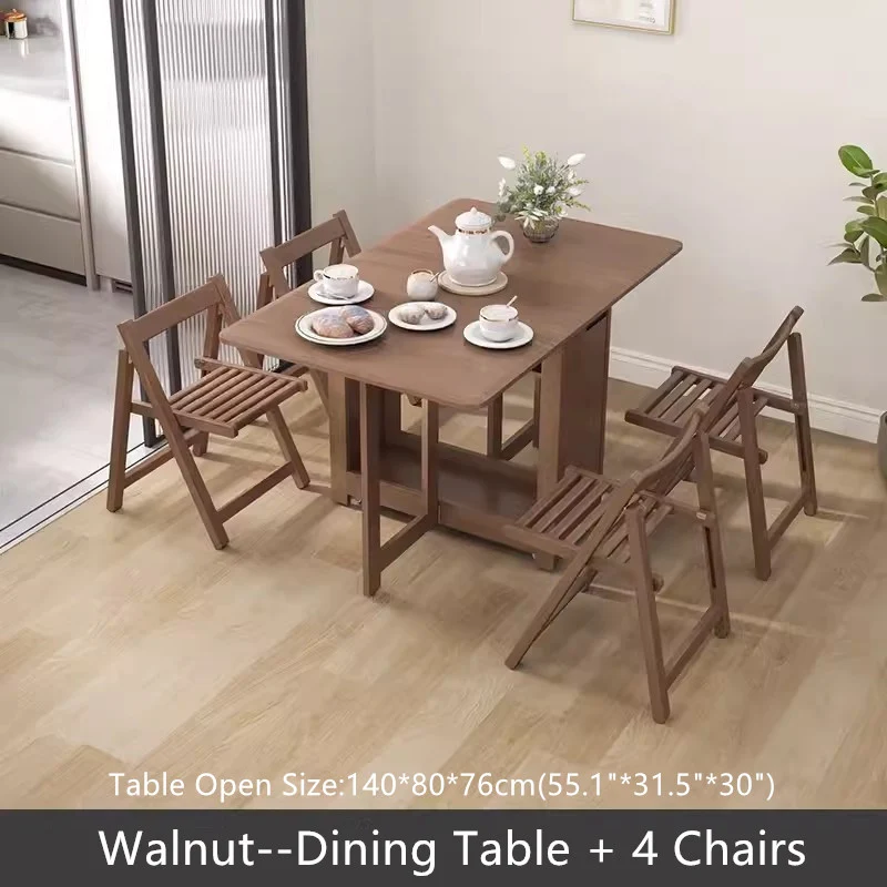 55" und 67" Double Drop Leaf Esstisch aus massivem Eichenholz mit Stühlen