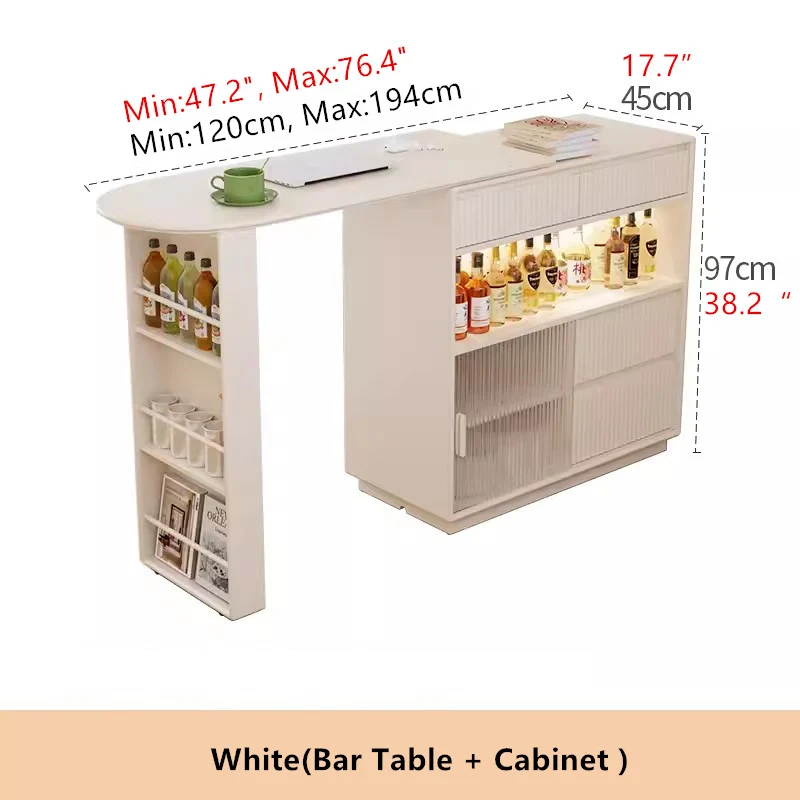 Um 360 Grad drehbarer Bartisch mit Schrank und Hockern