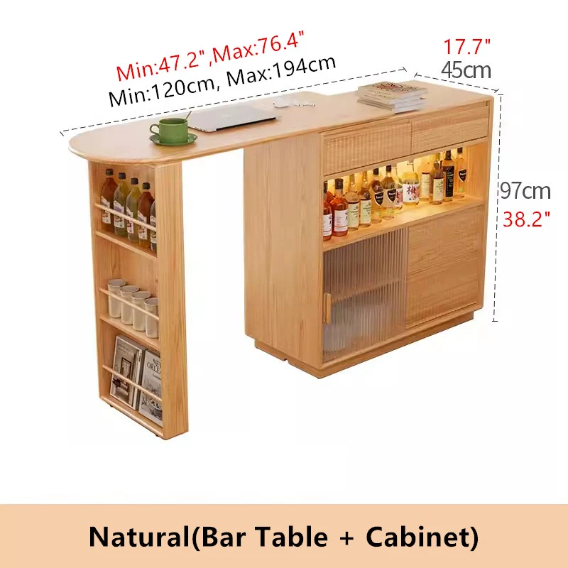 Um 360 Grad drehbarer Bartisch mit Schrank und Hockern