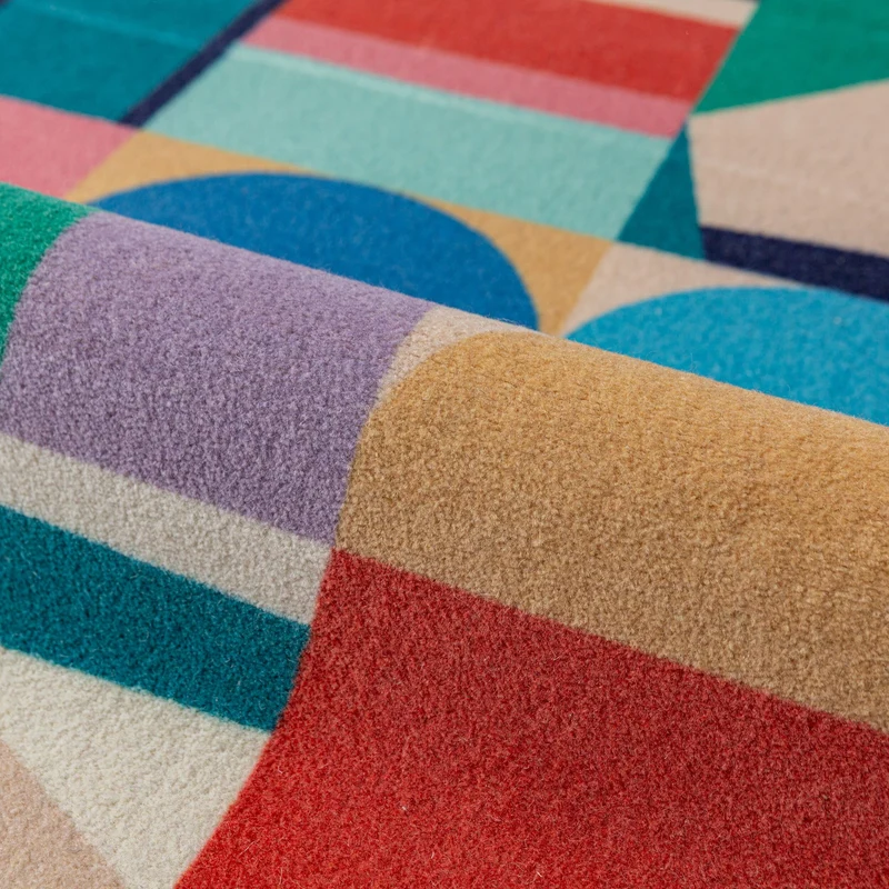 Wollteppich Patchwork-Geometrie · Hoch-Tief 3D · 8 mm · 83 % Wolle