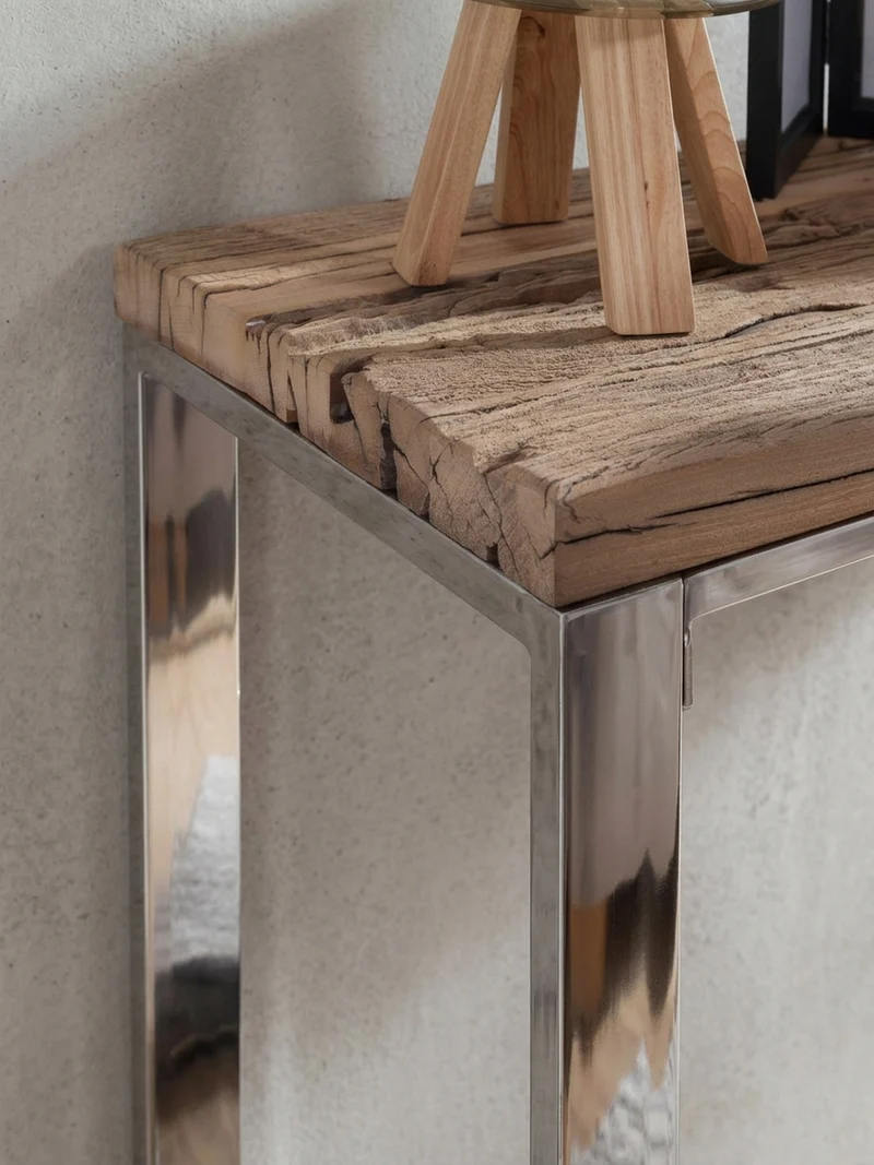 Konsolentisch – Massivholz/Metall, 115 cm, Industrial-Stil