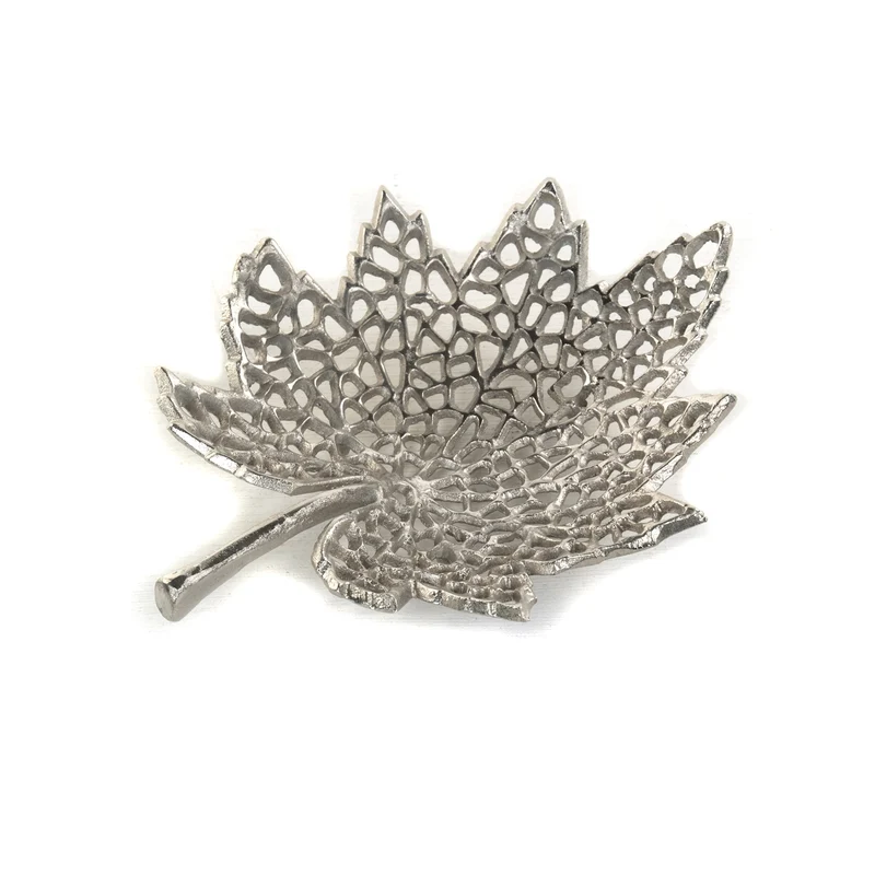 BLATT SCHALE "LEAF" | 2 Größen, Metall | Dekoschale silber | Muster: klein