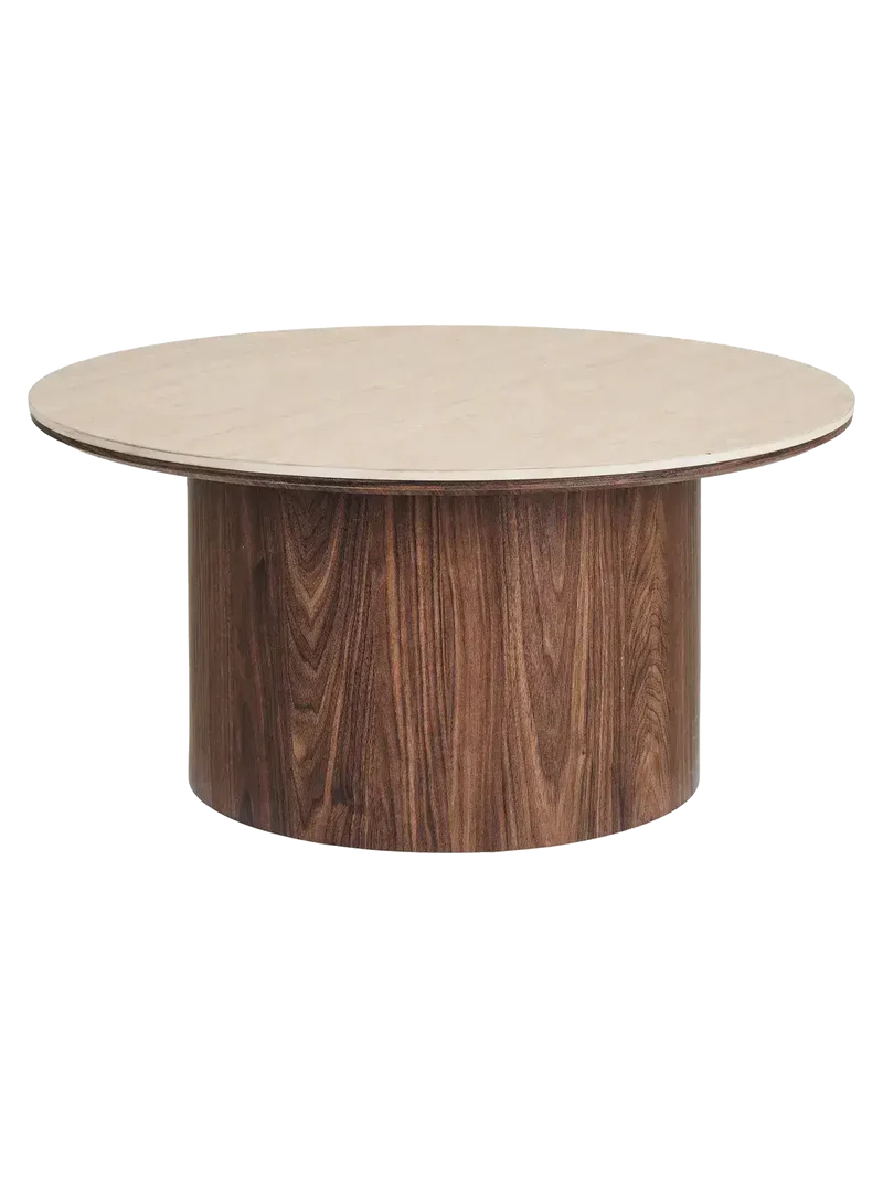 Delphi Couchtisch Tischplatte aus Keramik, Travertin/dunkelbraun