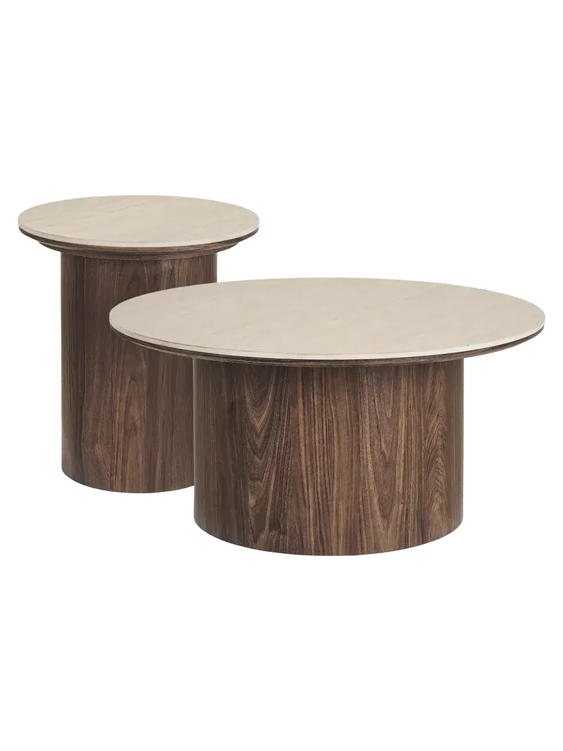 Delphi Couchtisch Tischplatte aus Keramik, Travertin/dunkelbraun