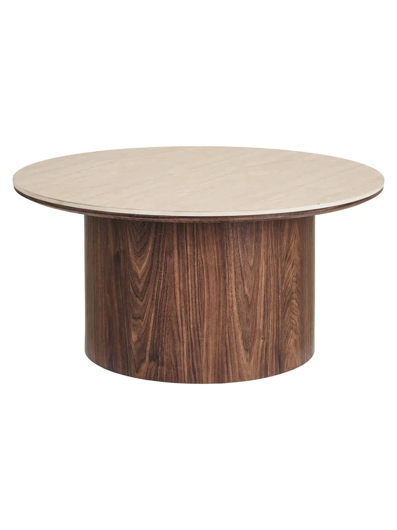 Delphi Couchtisch Tischplatte aus Keramik, Travertin/dunkelbraun