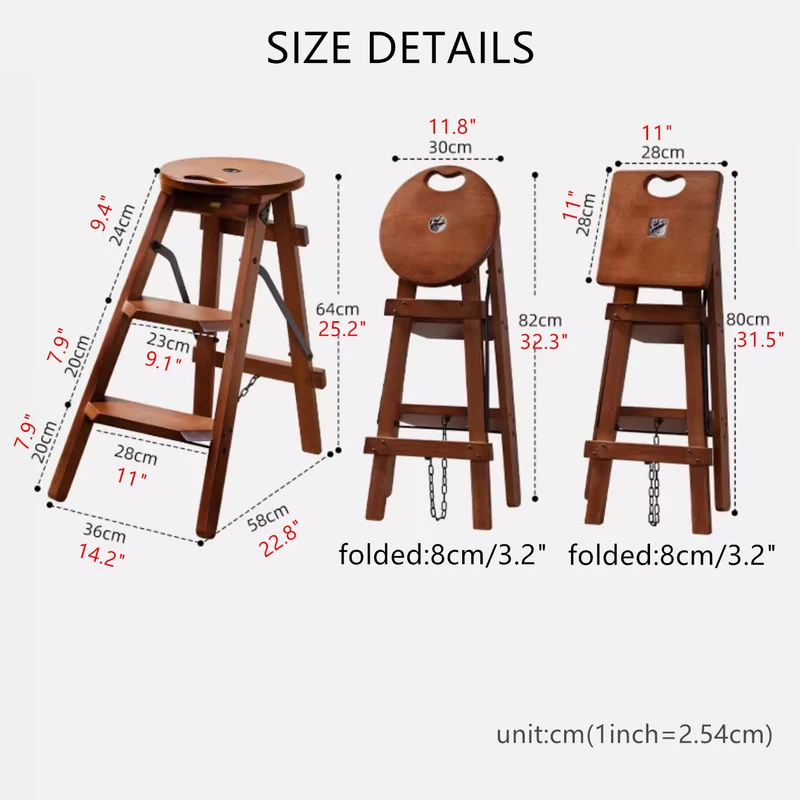 Schwerlast-Tritthocker aus massivem Holz für Erwachsene