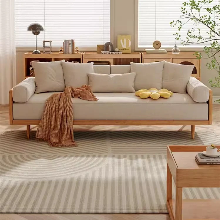 Japandi-Sofabett mit Massivholzrahmen