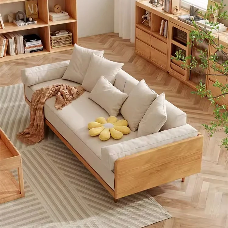 Japandi-Sofabett mit Massivholzrahmen