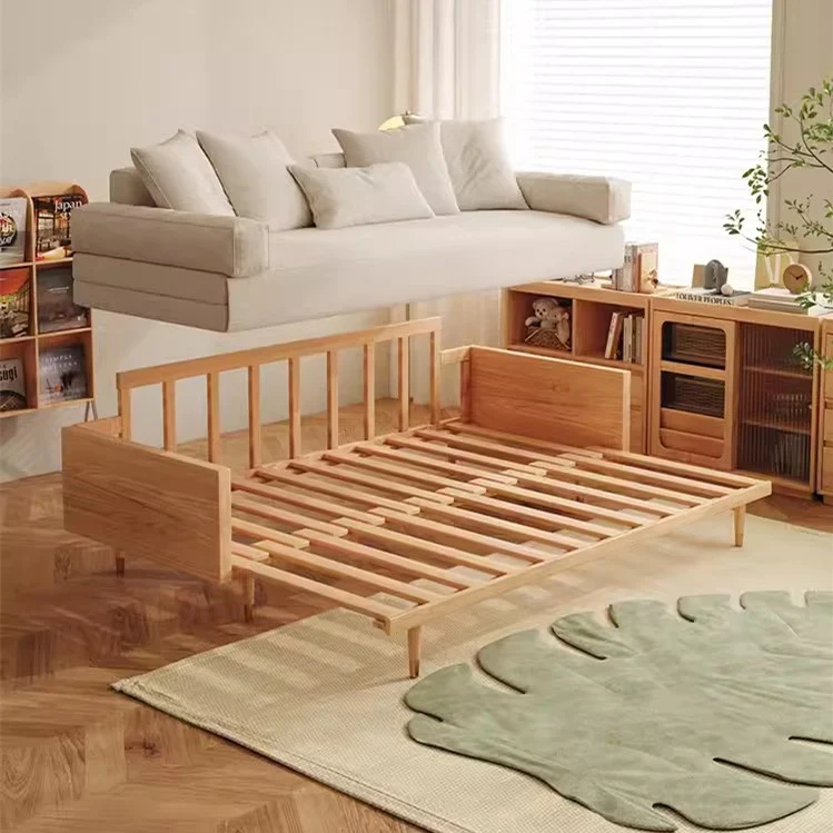 Japandi-Sofabett mit Massivholzrahmen