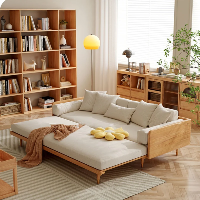 Japandi-Sofabett mit Massivholzrahmen