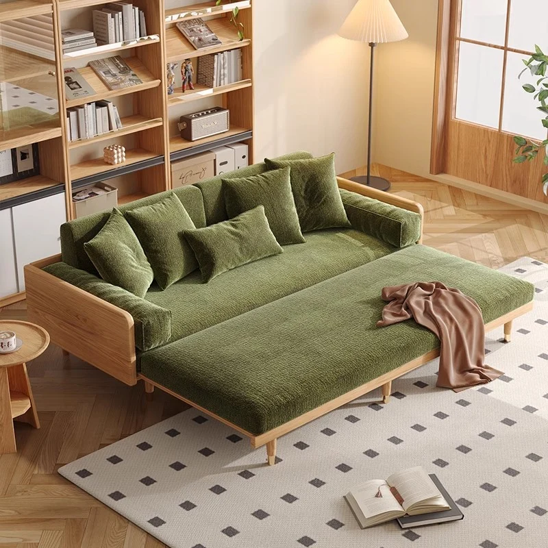Japandi-Sofabett mit Massivholzrahmen